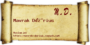 Mavrak Dárius névjegykártya